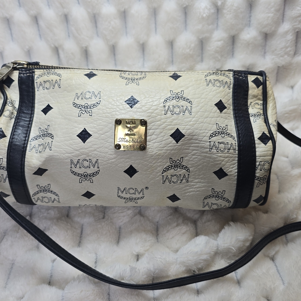 MCM Cream and Navy Women's Bag